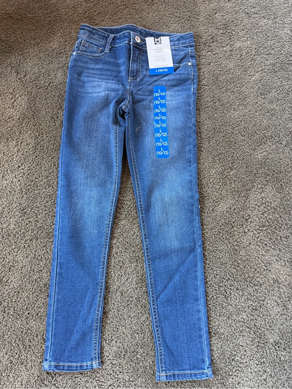 Members Mark Girls Stretch Slim Jeans in Medium Blue - L (10/12)